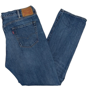 Levi’s 511 men’s 42x32‎ distressed patched blue jeans. Good used condition.